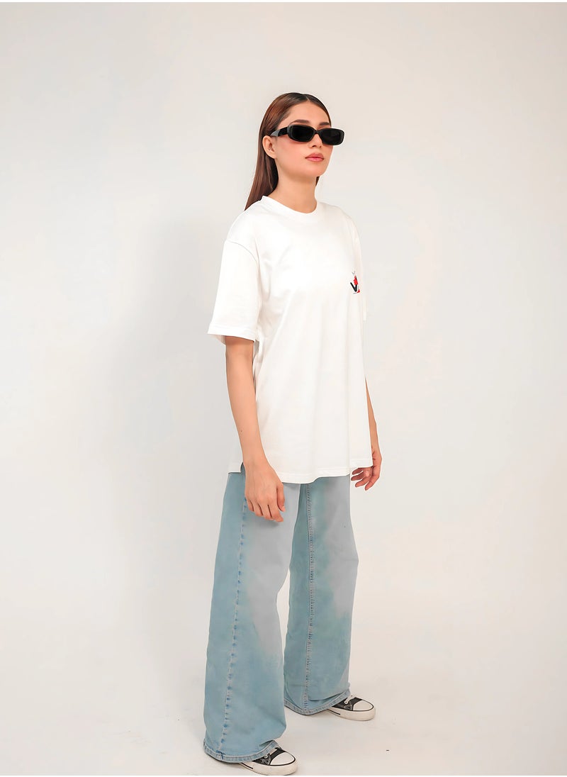 Vasl Hub - Stylish Oversized White Graphic T-Shirt for Women – Your Highness | Vasl Hub - Image 1