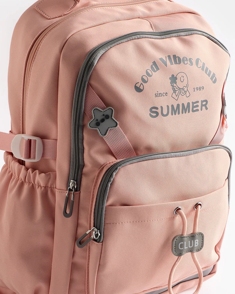Redtag Pale Pink Backpack With Grey Patch