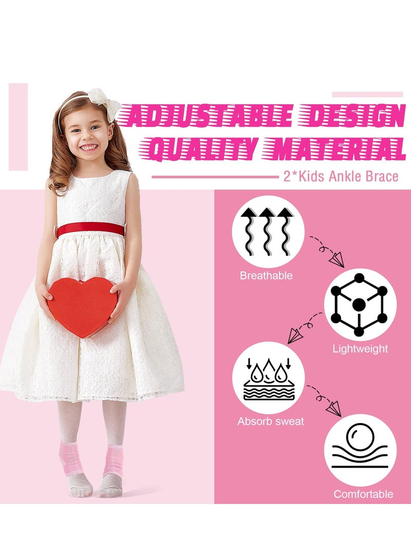 2 Pairs Kids Ankle Brace Set - Knitted Compression Socks for Foot Support, Injury Prevention, and Stabilization - Ankle Sleeve Protector in Pink for Active Children. - Image 3