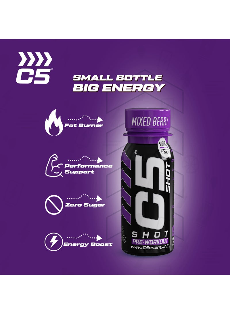 C5 Energy C5 SHOT Pre-Workout Drink | 80ml Liquid Shot | 200mg Caffeine, Beta-Alanine, Creatine, Citrulline | Sugar Free | Zero Calories (Pack of 12, Mixed Berry) - Image 5