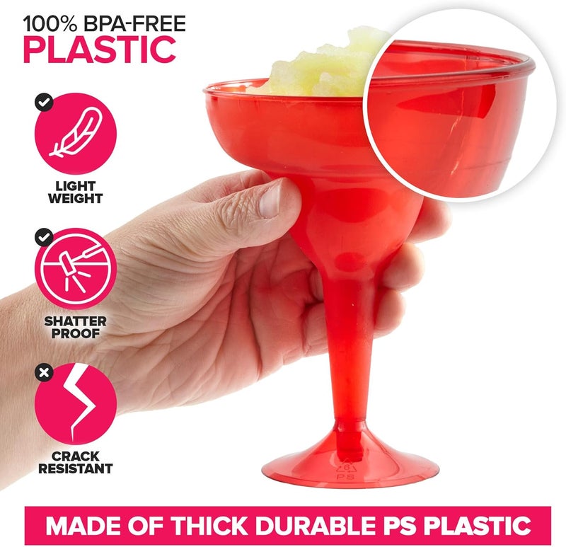 Stock Your Home Multicolor Plastic Margarita Glasses Disposable (Set of 48) Decorations for Cinco de Mayo Parties, Colorful Cocktail Cups for Tropical Party Supplies - Large 12 oz Hurricane Glasses - Image 3
