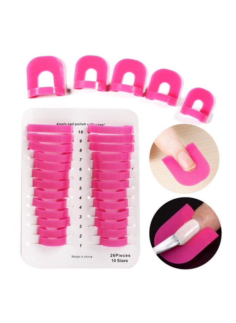 KASTWAVE 130pcs Plastic Nail Polish Protector for Fingers, U Shape Nail Polish Stencil Reusable Nail Covers Tools, Nail Polish Spill Proof Model Polish Glue Overflow Nail Art Accessories (10 sizes)  - Image 1
