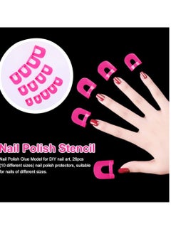 KASTWAVE 130pcs Plastic Nail Polish Protector for Fingers, U Shape Nail Polish Stencil Reusable Nail Covers Tools, Nail Polish Spill Proof Model Polish Glue Overflow Nail Art Accessories (10 sizes)  - Image 5