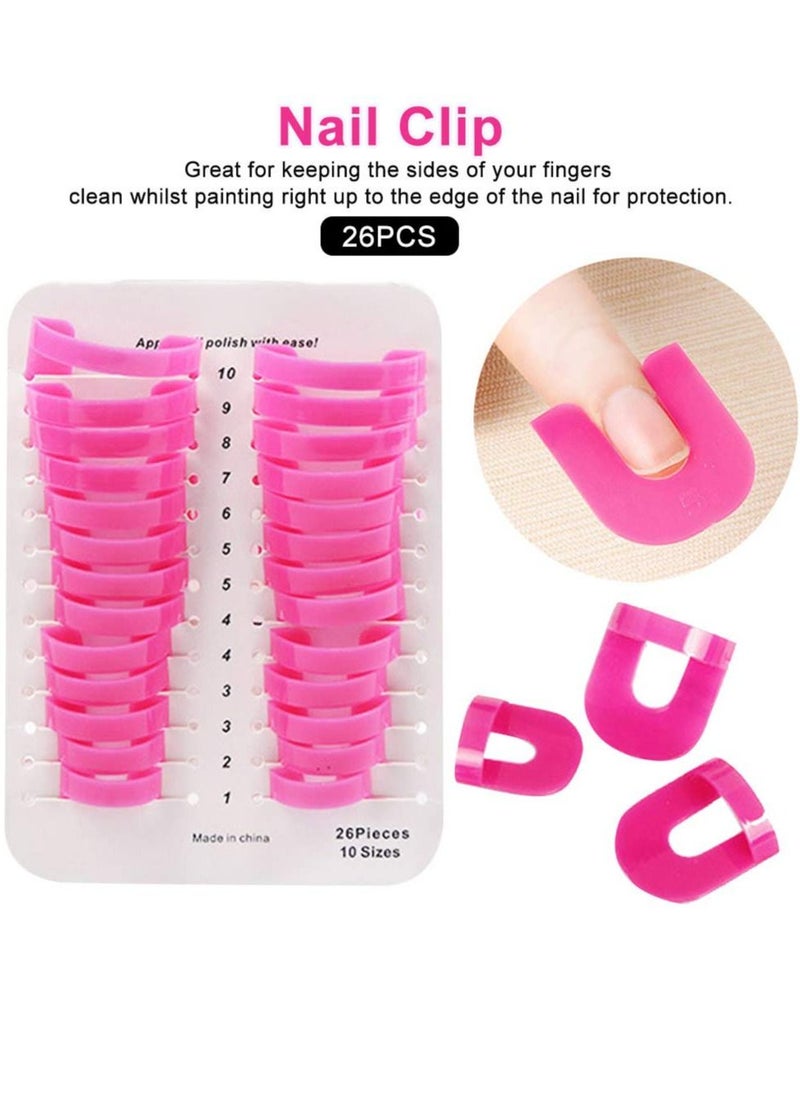 KASTWAVE 130pcs Plastic Nail Polish Protector for Fingers, U Shape Nail Polish Stencil Reusable Nail Covers Tools, Nail Polish Spill Proof Model Polish Glue Overflow Nail Art Accessories (10 sizes)  - Image 3