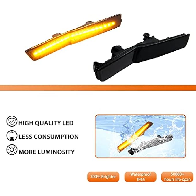 ADIIL Led Side Marker Lights Replacement For 201822 Dodge Challenger Srt Widebody Rt Amber Led Front Fender Oem Fit Sidemarker Lamps Kit Smoked Lens - Image 3