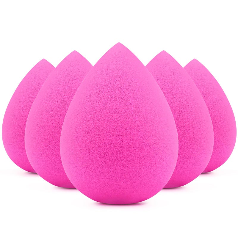 BEAKEY 5 Pcs Makeup Sponges LatexFree Beauty Sponge for Flawless Liquid Cream and Powder Application Rose Pink Sponges