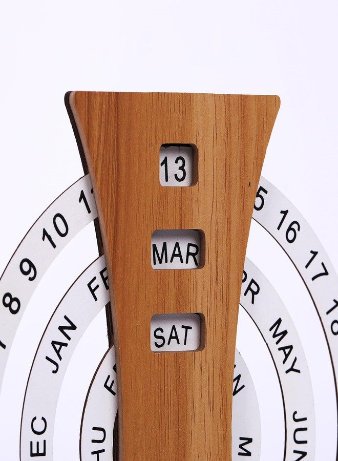 Aovdy Perpetual Calendar, Wooden Disc Perpetual Desk Calendar, Wooden Disc Calendar, Gift Manual Rotating Wooden Block Calendar for Home Office Desk Date Week Month - Image 2