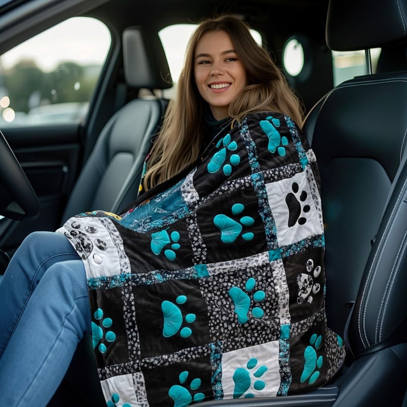 Paw Print Flannel Blanket 150x200 Cm 59.1x78.7 Inches Soft Warm All Season Bedspread For Sofa Bed Travel Camping - Image 5