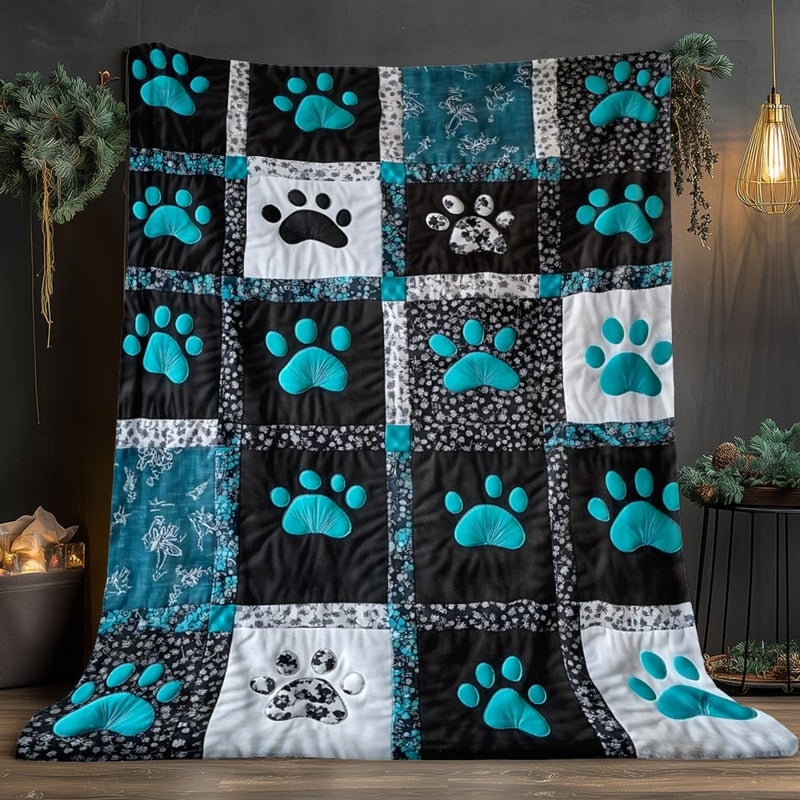 Paw Print Flannel Blanket 150x200 Cm 59.1x78.7 Inches Soft Warm All Season Bedspread For Sofa Bed Travel Camping - Image 3