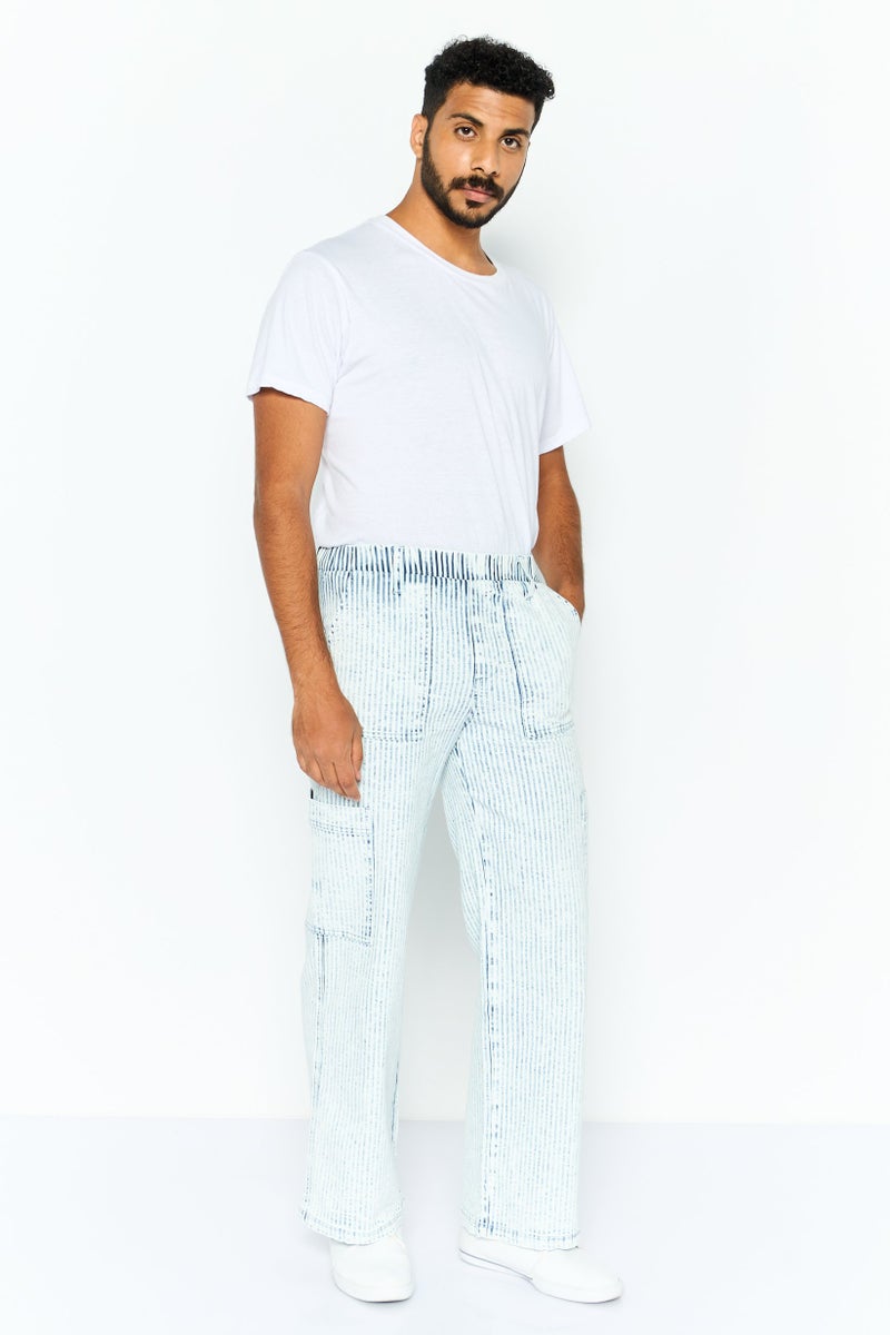 Hurley سروال كارجو مخطط للرجال بقصة عادية، أبيض - Image 4