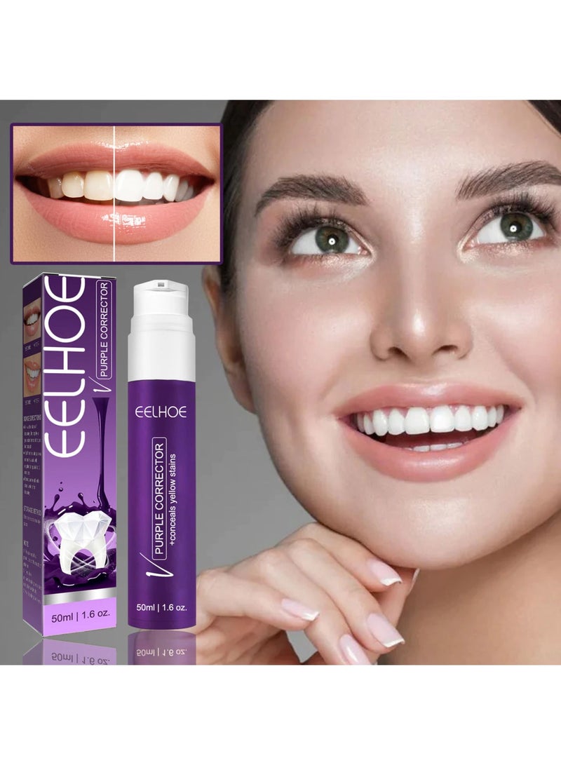 EELHOE 1Pcs Purple Teeth Whitening Gel | Purple Toothpaste to Whiten Teeth 50ml | Teeth Whitening Enamel Care V34 Toothpaste Stain Removal - Image 2