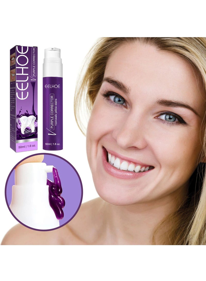 EELHOE 1Pcs Purple Teeth Whitening Gel | Purple Toothpaste to Whiten Teeth 50ml | Teeth Whitening Enamel Care V34 Toothpaste Stain Removal - Image 4