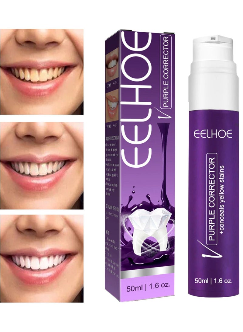 EELHOE 1Pcs Purple Teeth Whitening Gel | Purple Toothpaste to Whiten Teeth 50ml | Teeth Whitening Enamel Care V34 Toothpaste Stain Removal - Image 3