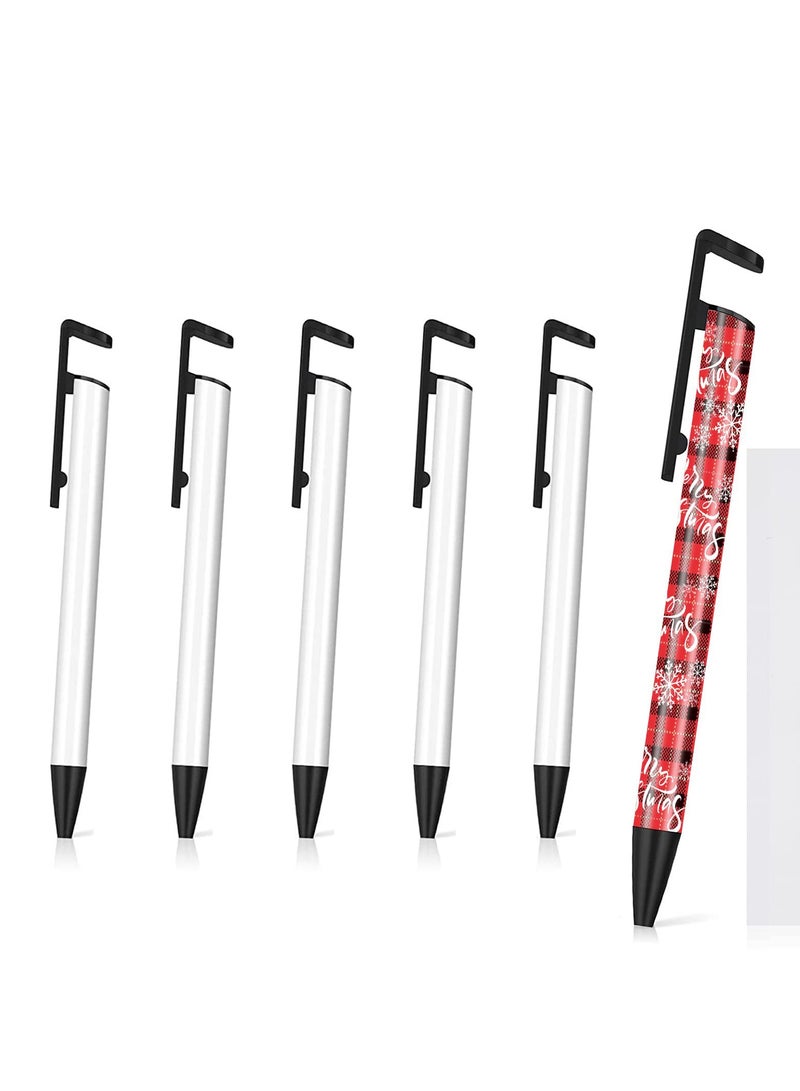 Sublimation Pens, Blank Heat Transfer Pen for Kids, Sublimation Gel Pen with Shrink Wrap Sleeves, Sublimation Coated Aluminum Customized Clip Pen for DIY Office School Stationery Supplies (6Pcs)  - Image 1