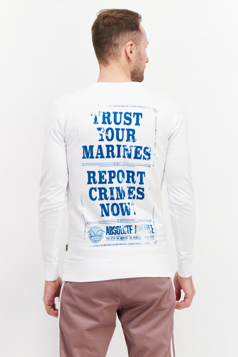 One Piece Men Crew Neck Graphic Print Long Sleeves Sweatshirt, White - Image 4