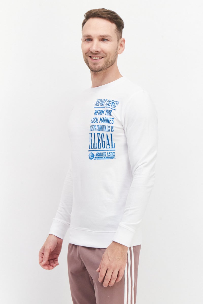 One Piece Men Crew Neck Graphic Print Long Sleeves Sweatshirt, White - Image 2