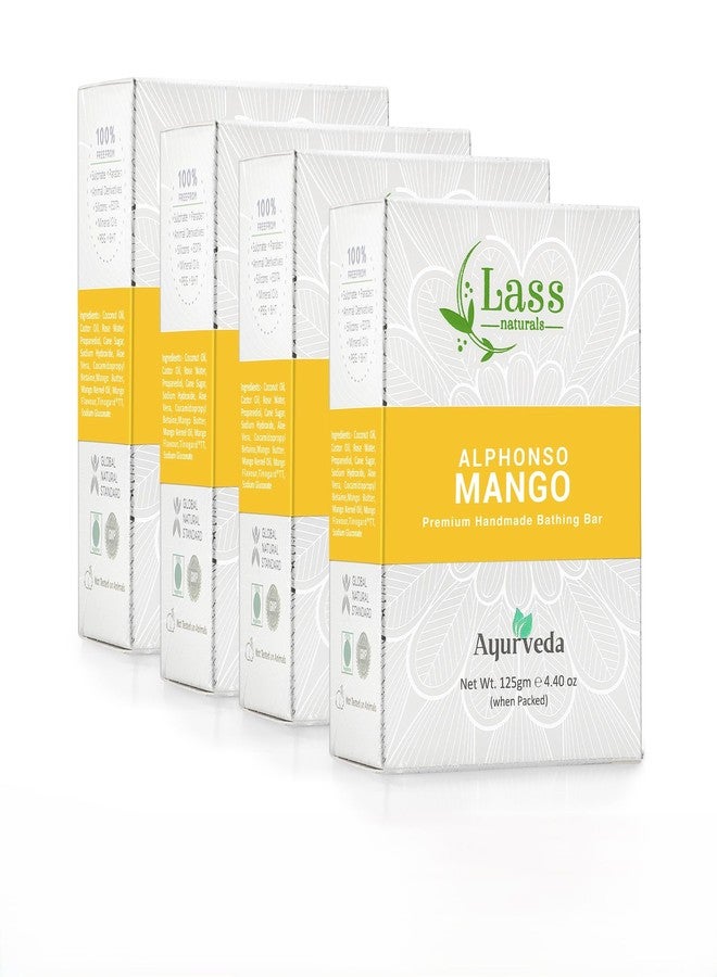 Lass Natural Alphanso Mango Handmade Bathing Bar Premium & Pure, Refreshing Aroma, Ideal For Skin Cleansing & Nourishing - (125gm X 4) - Image 1