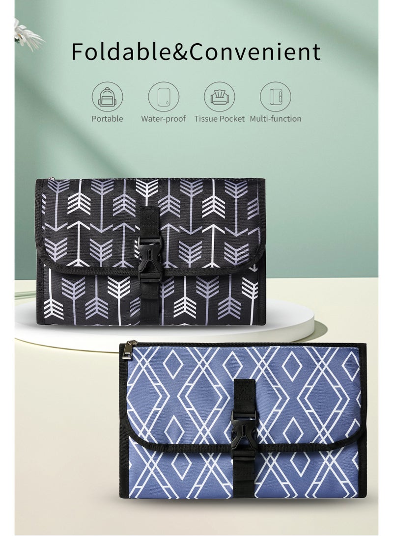 انسولار وسادة حفاض محمولة، حقيبة سفر تغيير حفاضات الأطفال بساط ذكي محمول محطة سفر للأرضع (أسود) - Image 2