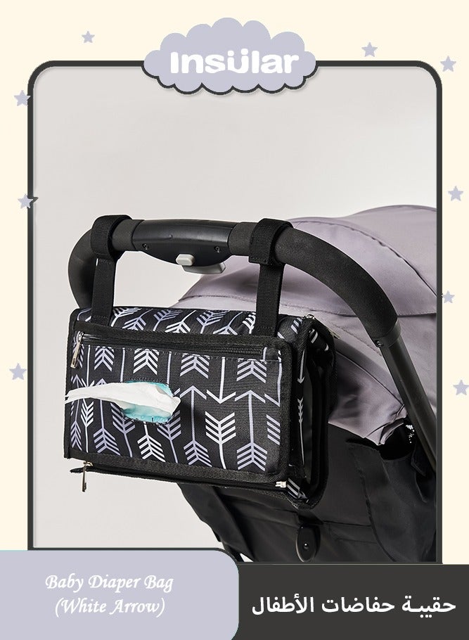 انسولار وسادة حفاض محمولة، حقيبة سفر تغيير حفاضات الأطفال بساط ذكي محمول محطة سفر للأرضع (أسود) - Image 1
