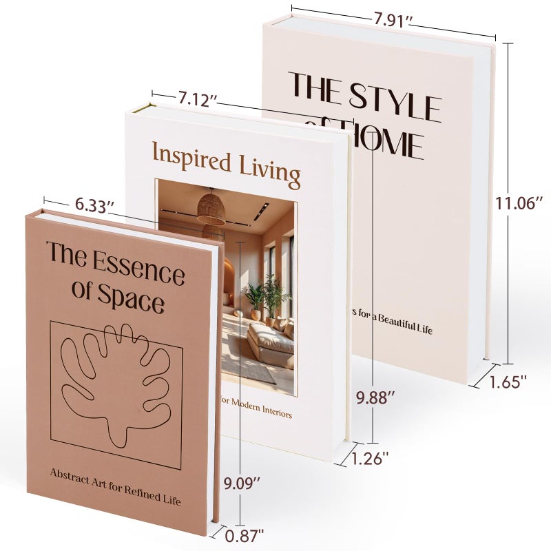 XKDOUS Set of 3 Aesthetic Decorative Books for Home Decor Coffee Table Books Hollow Keepsake Photo Storage Boxes Modern Shelf & Bookshelf Decoration for Living Room, Bedroom - Image 2