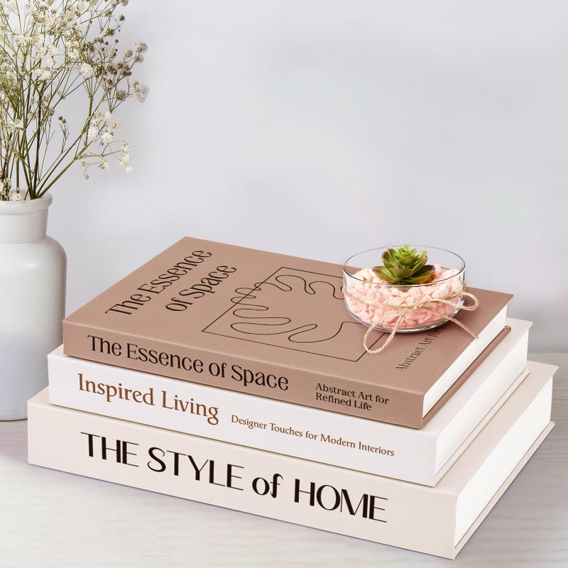 XKDOUS Set of 3 Aesthetic Decorative Books for Home Decor Coffee Table Books Hollow Keepsake Photo Storage Boxes Modern Shelf & Bookshelf Decoration for Living Room, Bedroom - Image 4