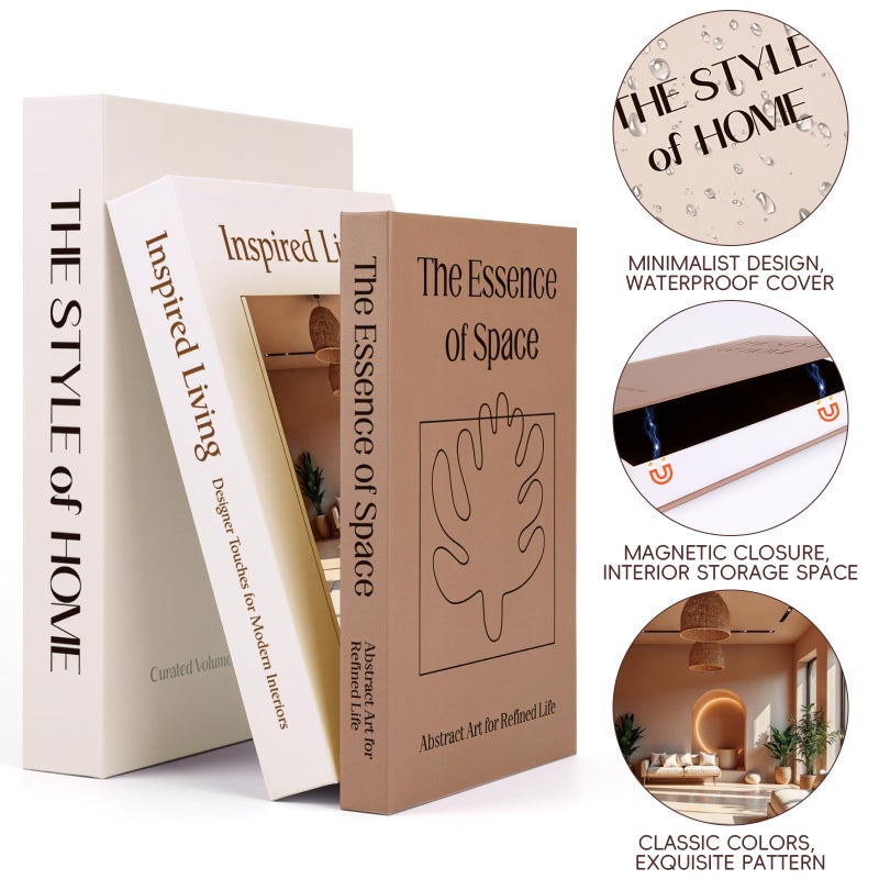XKDOUS Set of 3 Aesthetic Decorative Books for Home Decor Coffee Table Books Hollow Keepsake Photo Storage Boxes Modern Shelf & Bookshelf Decoration for Living Room, Bedroom - Image 5