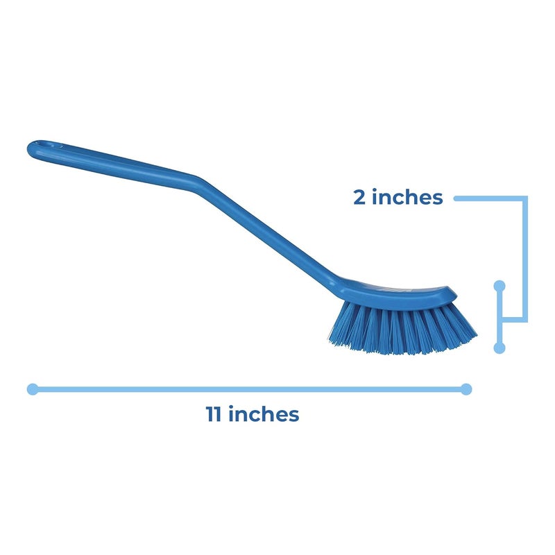 Vikan Fine Dish Brush HeavyDuty Narrow SlipResistant Cleaning Brush Polypropylene Polyester Bristle 11 Inch Blue 42873 - Image 4