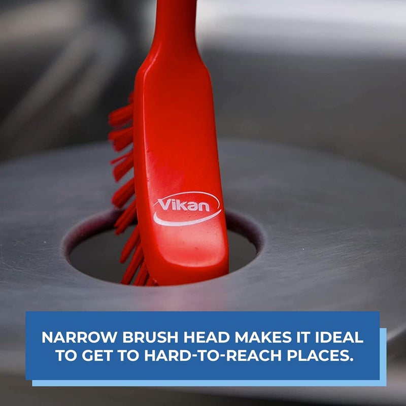 Vikan Fine Dish Brush HeavyDuty Narrow SlipResistant Cleaning Brush Polypropylene Polyester Bristle 11 Inch Blue 42873 - Image 5