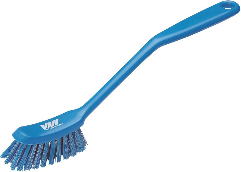 Vikan Fine Dish Brush HeavyDuty Narrow SlipResistant Cleaning Brush Polypropylene Polyester Bristle 11 Inch Blue 42873 - Image 1