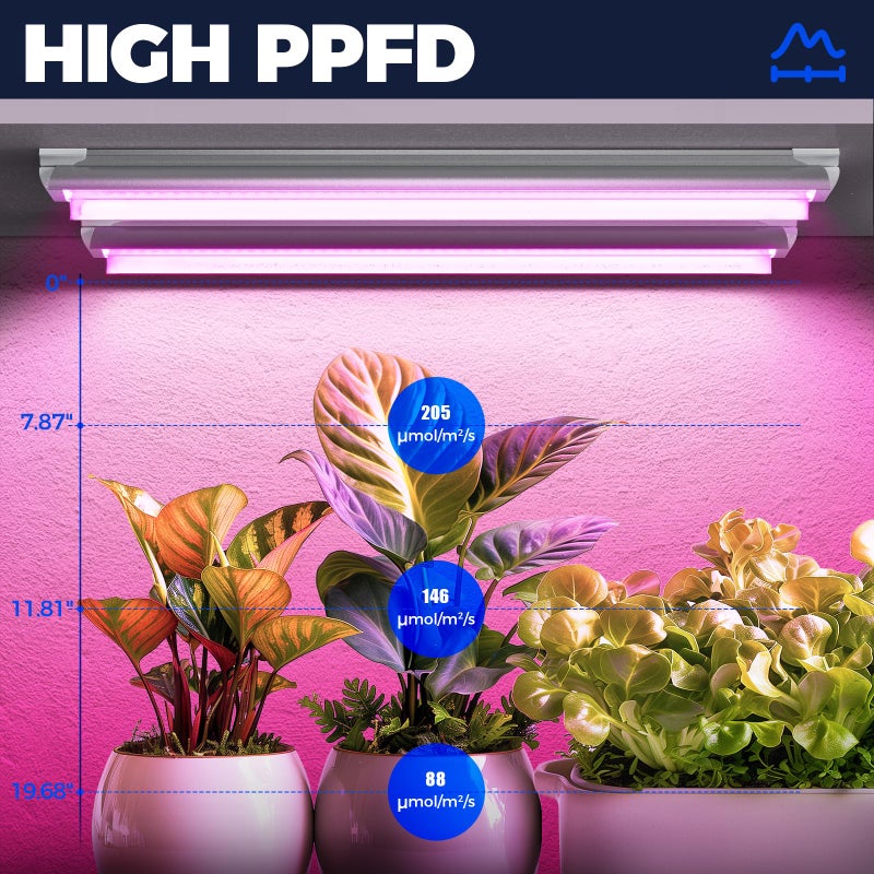 Barrina LED Grow Light, 144W(6 x 24W, 800W Equivalent), 2ft T8, Full Spectrum, High Output, Linkable Design, T8 Integrated Bulb+Fixture, Plant Lights for Indoor Plants, 6-Pack - Image 3