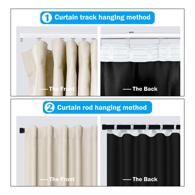 MaKefeile Room Divider Curtains Total Blackout Privacy Curtain Panel Room Thermal Insulated Noise Reduction Curtain for Bedroom Window Living Room Ceiling Track Curtain W 12.5ft ? H 8ft Beige - Image 2
