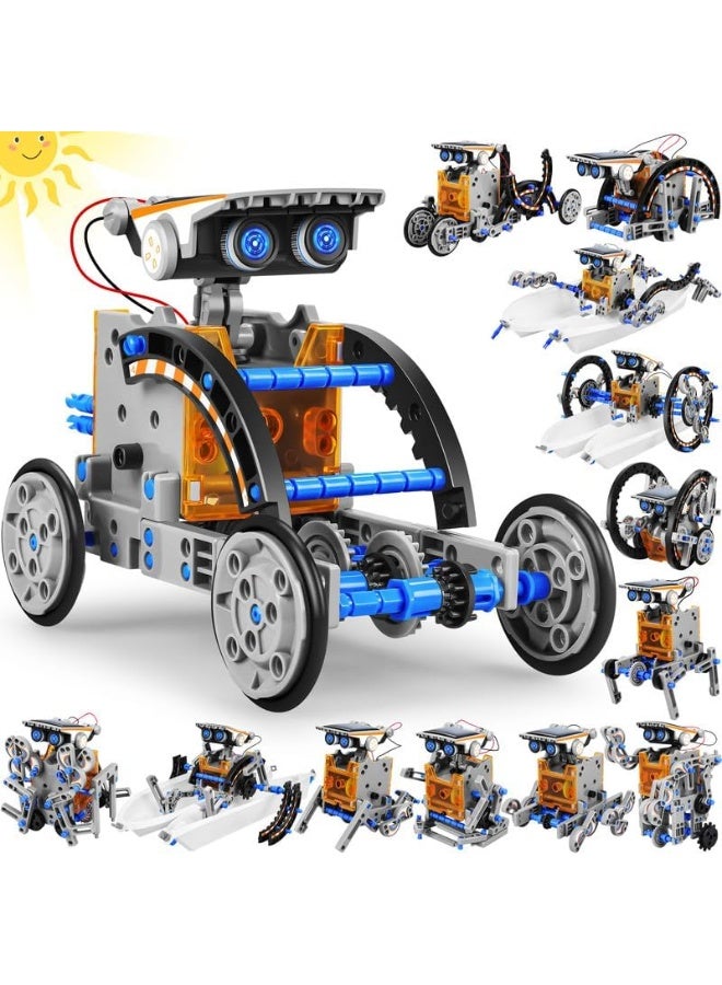 13-in-1Solar Power Robots Creation Toy, Educational Experiment DIY Robotics Kit, Science Toy Solar Powered Building Robotic Set Age 8-12 for Boys Girls Kids（Blue） - Image 1