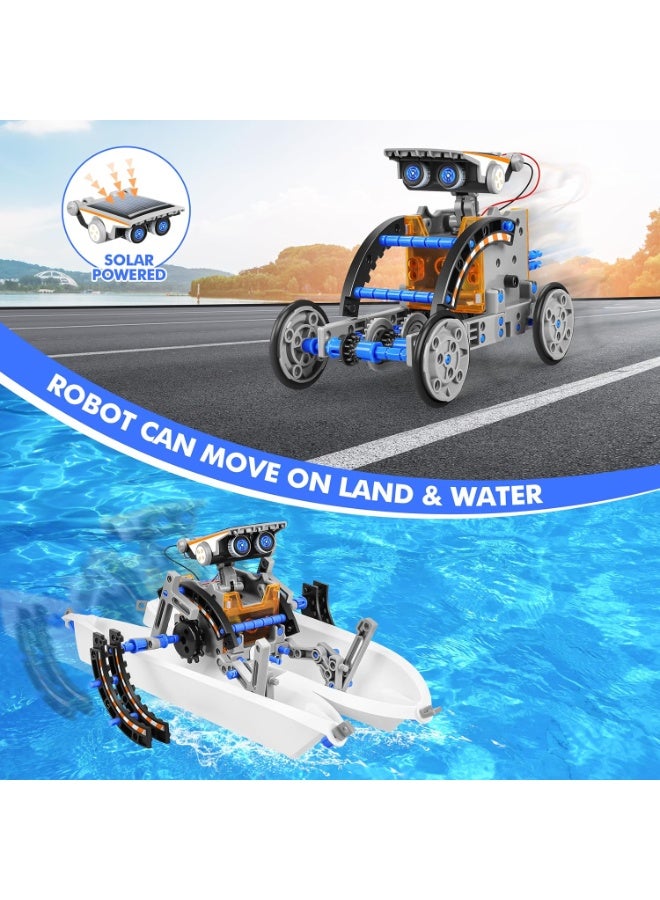 13-in-1Solar Power Robots Creation Toy, Educational Experiment DIY Robotics Kit, Science Toy Solar Powered Building Robotic Set Age 8-12 for Boys Girls Kids（Blue） - Image 2