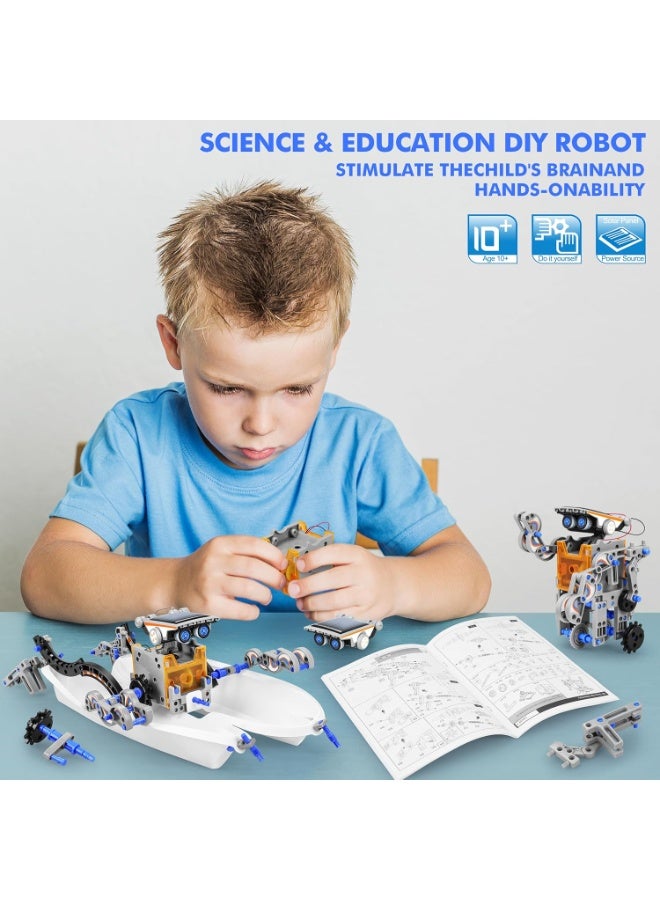 13-in-1Solar Power Robots Creation Toy, Educational Experiment DIY Robotics Kit, Science Toy Solar Powered Building Robotic Set Age 8-12 for Boys Girls Kids（Blue） - Image 3