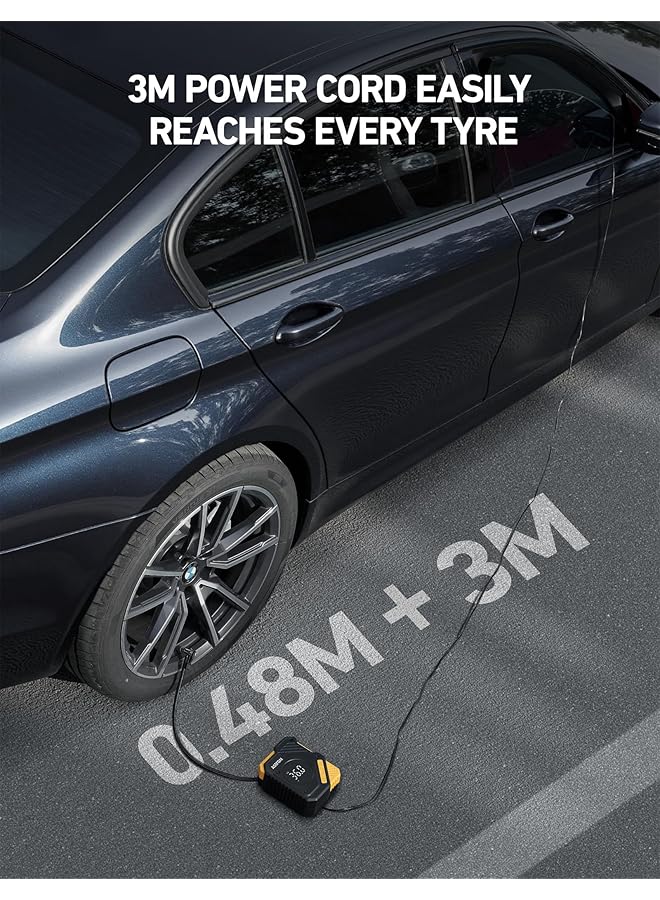 Astroai Car Tire Inflator Air Compressor 12V Dc, 150 Psi Digital Tire Pump With Pressure Gauge, Large Lcd Display, Smart Preset & Auto Stop, For Car, Motorcycle, Bike Tires - Image 4