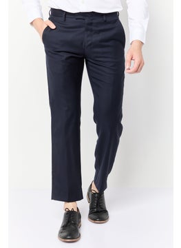 SELECTED Men Regular Fit Solid Dress Pants, Navy  - Image 1