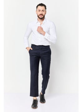 SELECTED Men Regular Fit Solid Dress Pants, Navy  - Image 2
