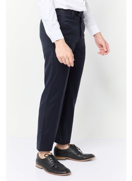 SELECTED Men Regular Fit Solid Dress Pants, Navy  - Image 3