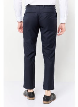 SELECTED Men Regular Fit Solid Dress Pants, Navy  - Image 4
