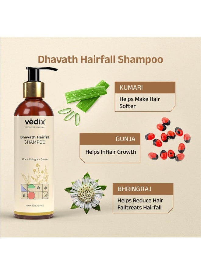 Vedix Dhavath Hair Fall Control Shampoo For Normal-Oily Hair | Ayurvedic Shampoo for Men & Women | Combo Pack | 200 ml*2 - Image 4