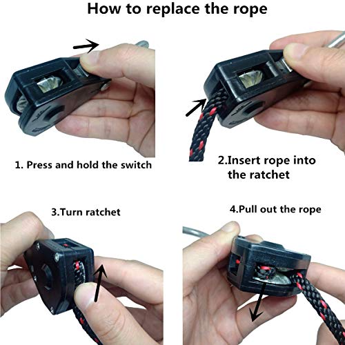 FishYuan Kayak and Canoe Tie Down Set, 4Pcs Quick Loops and 2Pcs Sentry Ratchet Tie Down Rope and 2Pcs Rope - Image 5