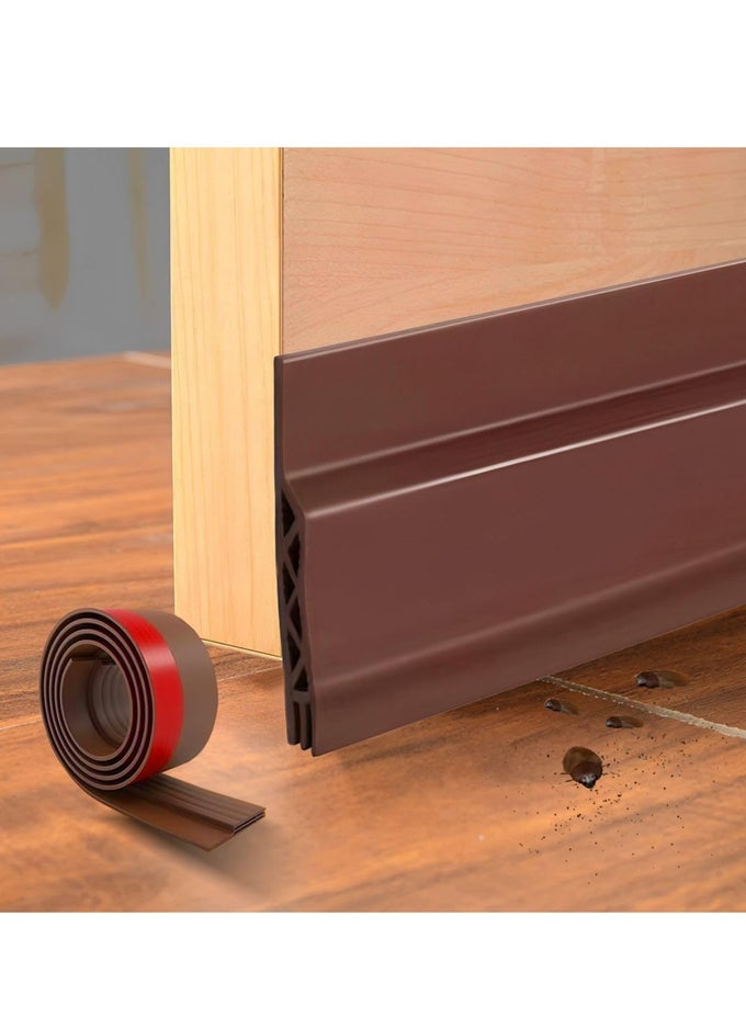 DOOR BOTTOM DRAFT STOPPER - WIND DUST NOISE WEATHER STRIPPING HEAT SEAL STRIP - 100CM LENGTH - INDOOR AND OUTDOOR USE - HEAT AND SOUND INSULATION - INSECT BARRIER (BROWN)