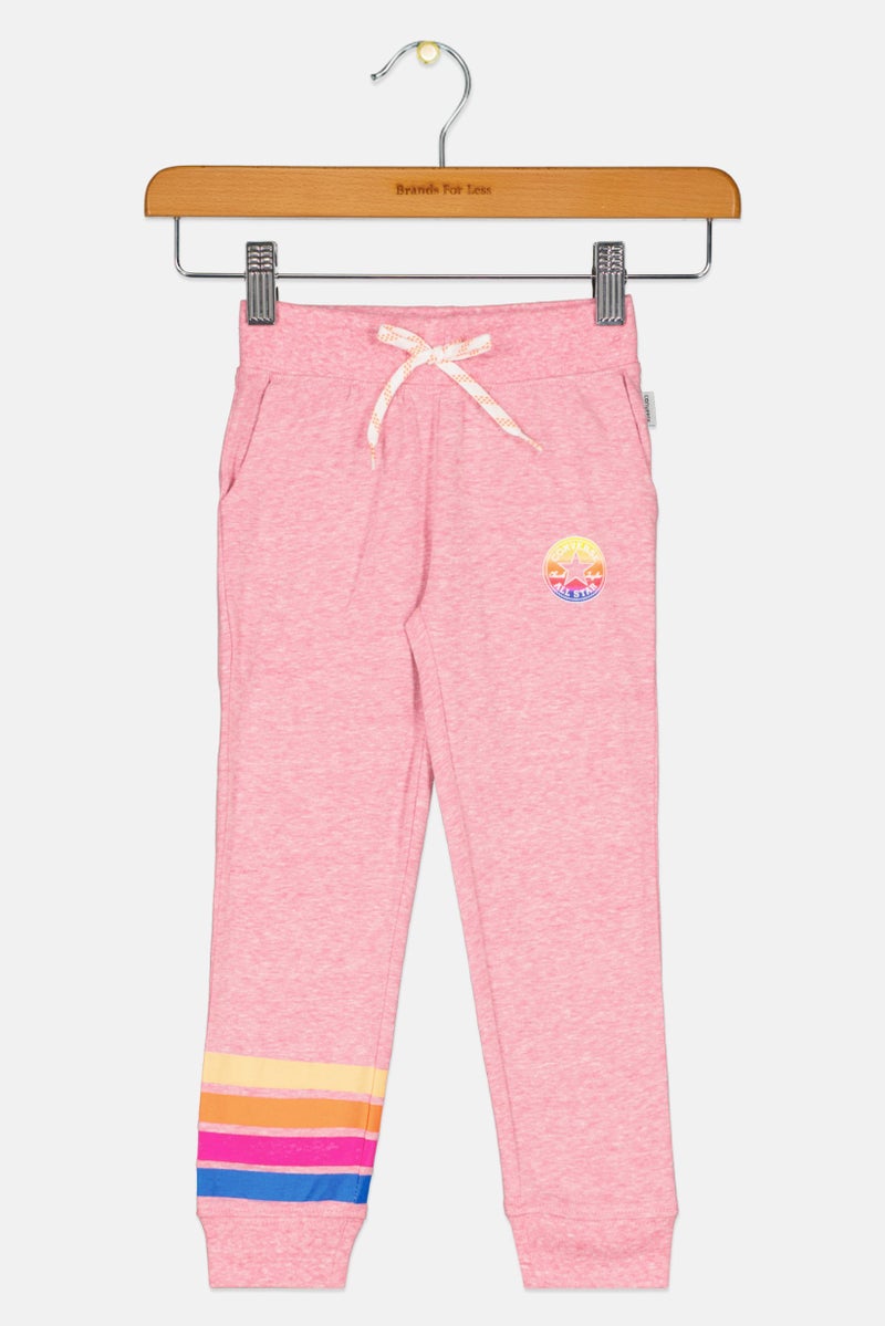 CONVERSE Toddlers Girl Brand Logo Jogger Pants, Pink  - Image 1