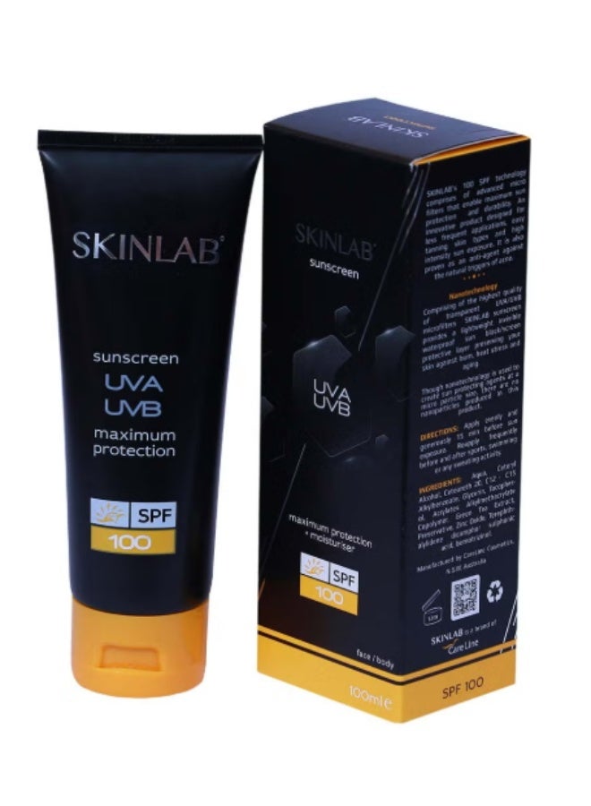 SKINLAB Sunscreen Spf100 Uva/Uvb Protection For All Skin Types, Water Resistant & Transparent (100Ml) - Image 2