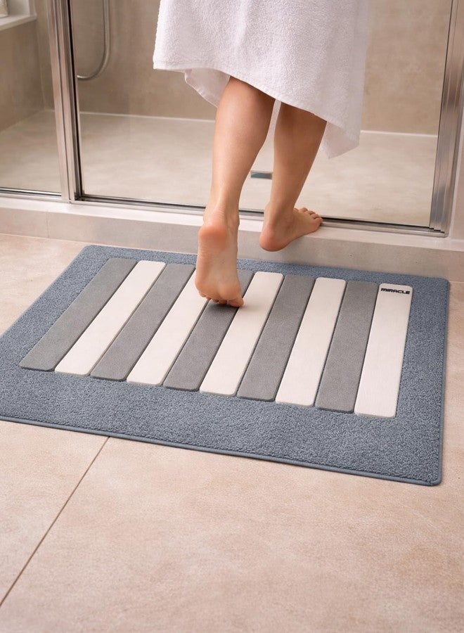 Miracle Foldable Stone Bath Mat 23.6 x 15.5 Inch Diatomaceous Earth Ultra Dry Water Absorbing Bathroom Shower Mat Non Slip Compact Easy Clean Grey and White MIRACLE - Image 3