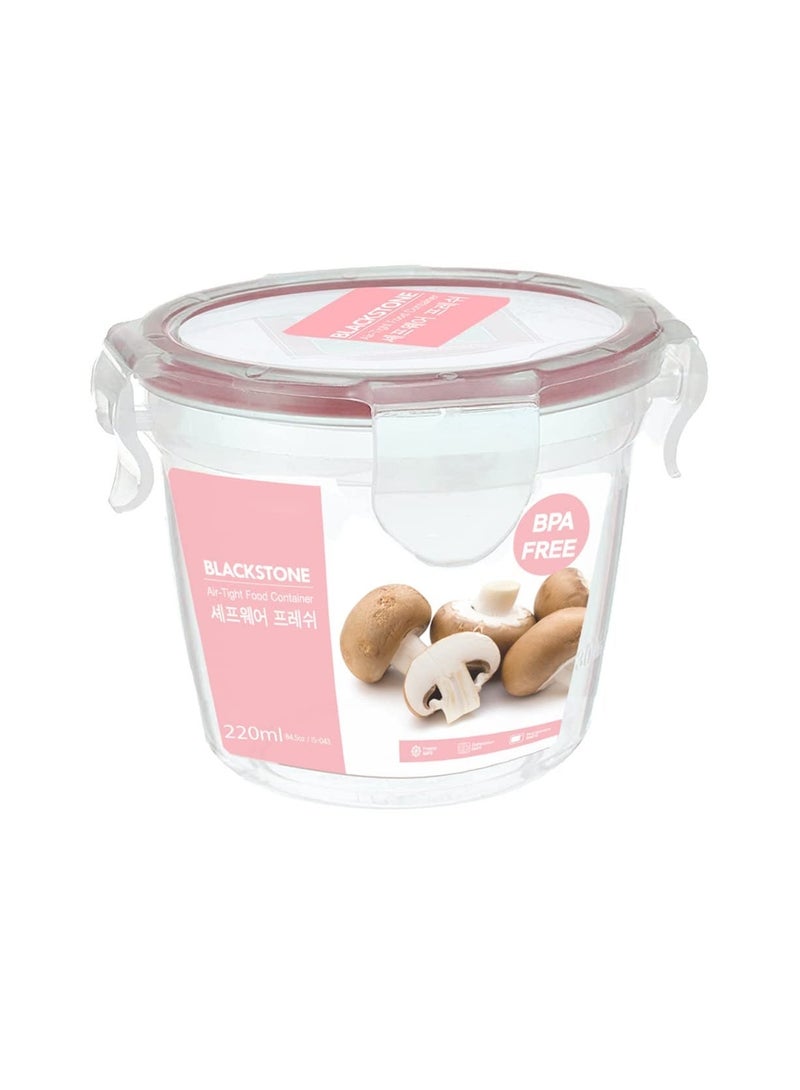 BLACKSTONE Round Food Container 220ml 2Pc Set Airtight Lid for Cookies Candy Snacks BPA Free Kitchen Storage, IS211 - Image 2