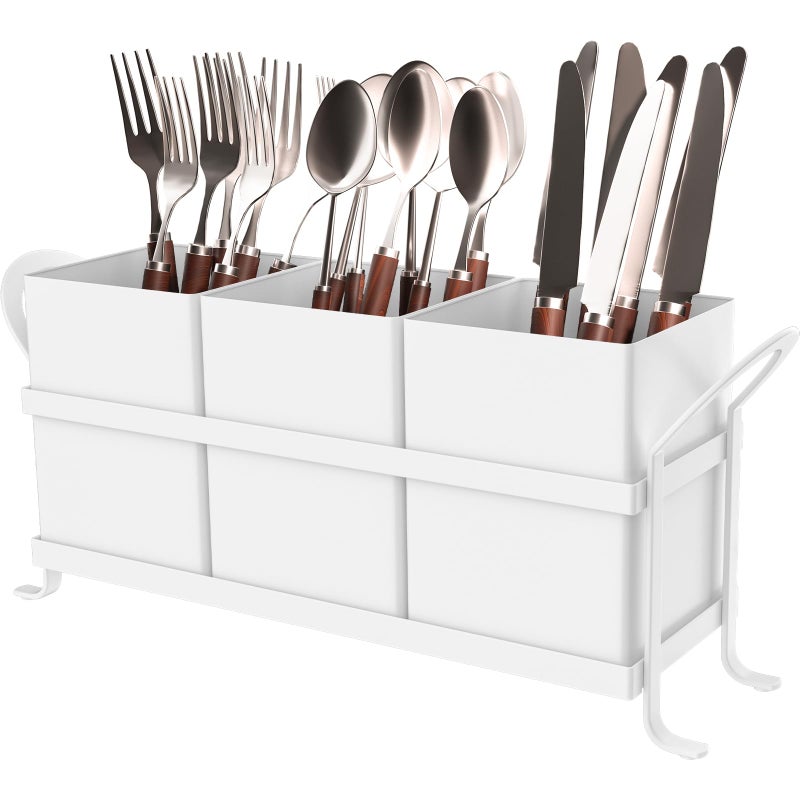 GaryVault White Kitchen Utensil Holder - Chic Silverware Holder for Party, Compact and Versatile Utensil Caddy, Ideal for Countertop and Party Use - Image 1