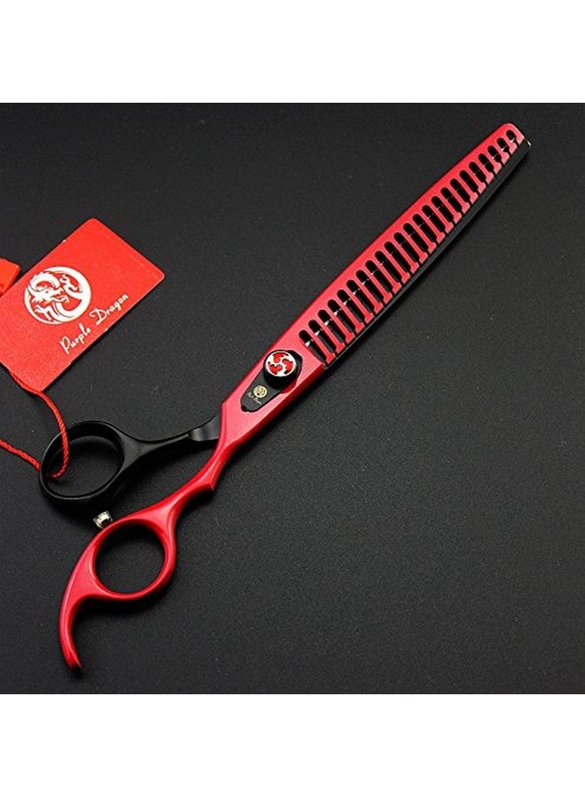Purple Dragon 8.0 inch Professional Pet Grooming Scissor - Dog Chunker Shears - Adult Animal Thinning Hair Shears for Pet Groomer or Family DIY (Red) - Image 2