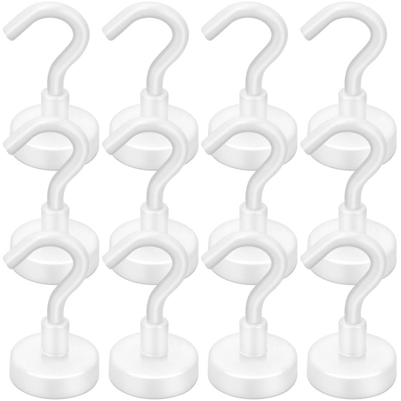 LOVIMAG Cruise Essentials - 30lbs Magnetic Hooks for Cabins, White Cruise Magnets for Door, Strong Magnetic Hooks for Hanging, Refrigerator, Ceiling, Grill - 12 Pack - Image 1