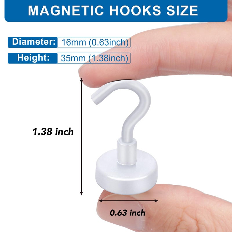 LOVIMAG Cruise Essentials - 30lbs Magnetic Hooks for Cabins, White Cruise Magnets for Door, Strong Magnetic Hooks for Hanging, Refrigerator, Ceiling, Grill - 12 Pack - Image 3
